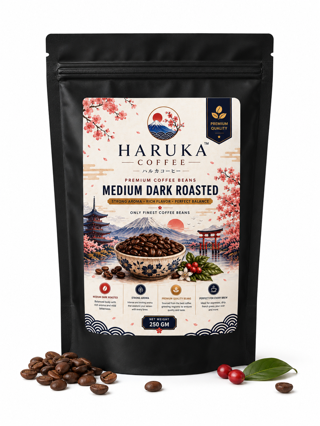 Finest Coffee Beans 250g | Medium Dark Roast Beans | Rich Aroma & Strong Flavor | 100% Pure Robusta Coffee Beans