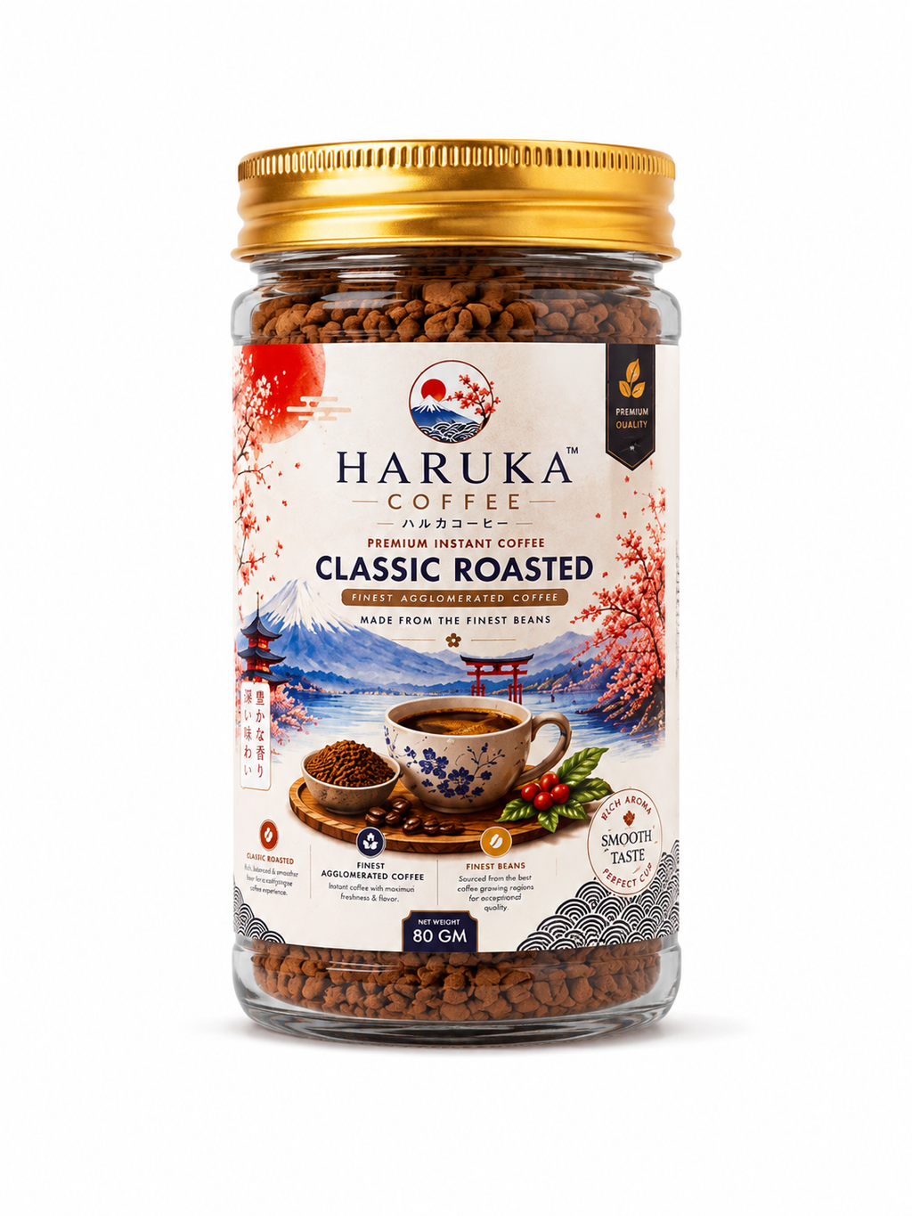 Premium Instant Coffee 80g | Classic Roasted Agglomerated Coffee | Rich & Strong aroma