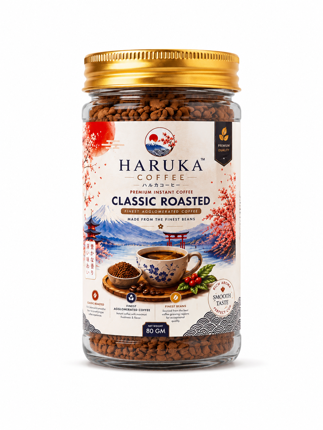 Premium Instant Coffee 80g | Classic Roasted Agglomerated Coffee | Rich & Strong aroma